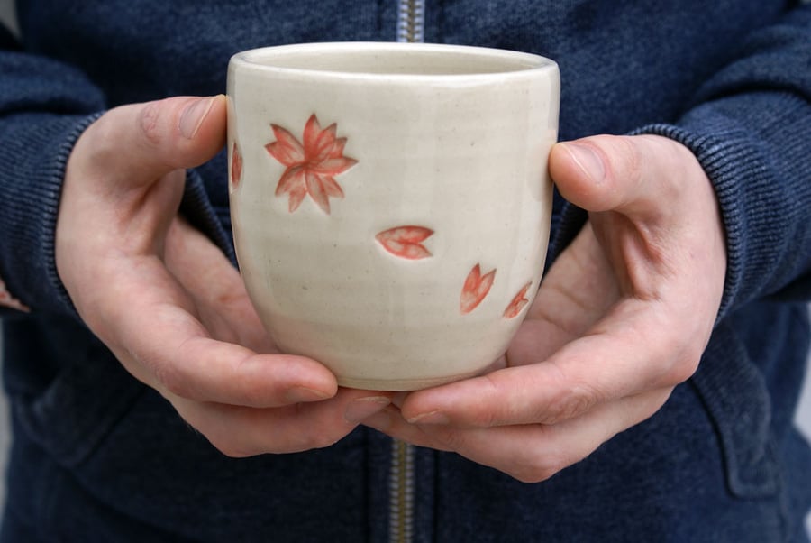 Hanami tea beakers - simply clay handmade floral pattern cups