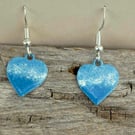 Hand enamelled love the sea earrings on sterling silver ear hooks 