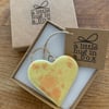  Hand Made Yellow Speckled Porcelain Heart  