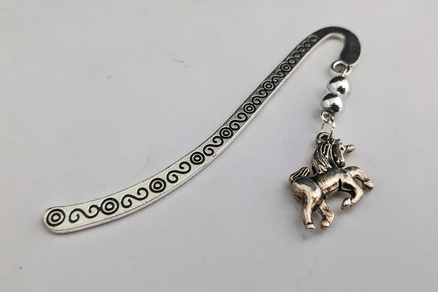 Tibetan silver bookmark with unicorn charm