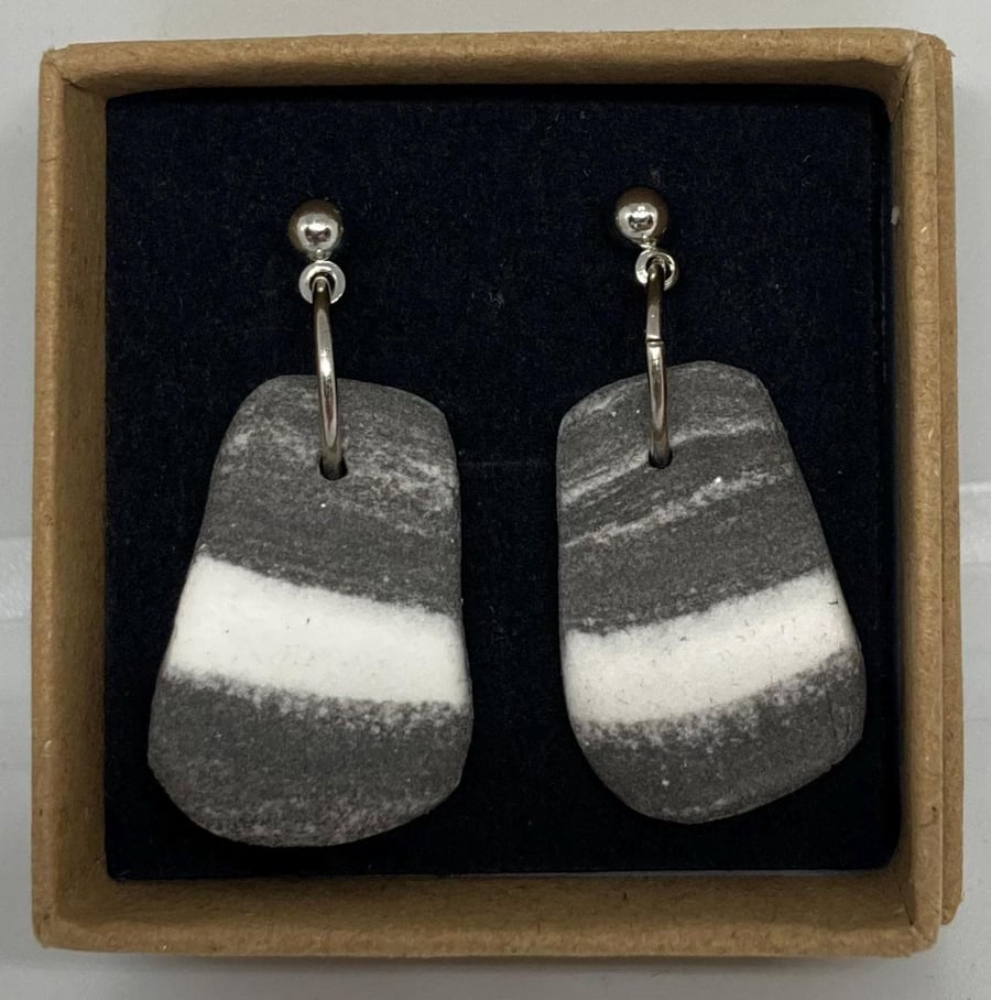 Beach stone lightweight clay earrings