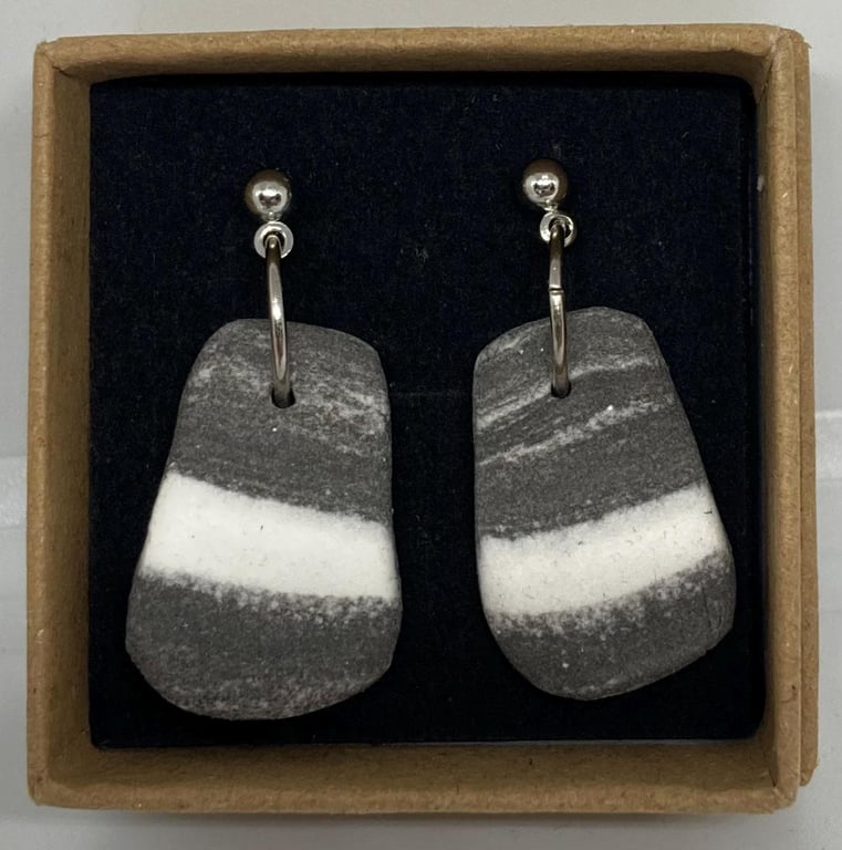 Beach stone lightweight clay earrings