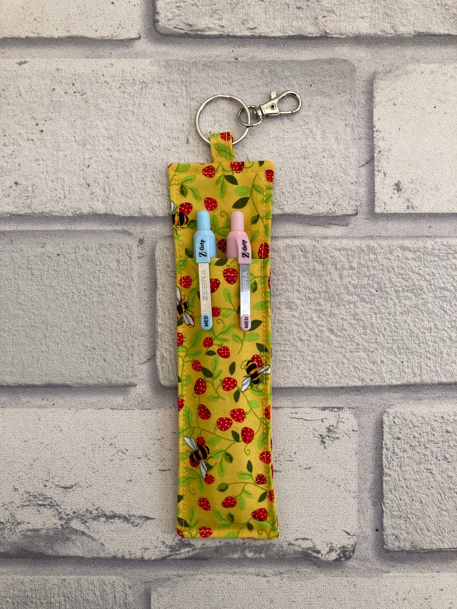 Fabric Lanyard Pen Holder. Bee. NHS. Teacher. Nursery.Nurse gift