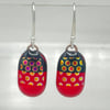 Red Dichroic Dotty Glass Drop Earrings