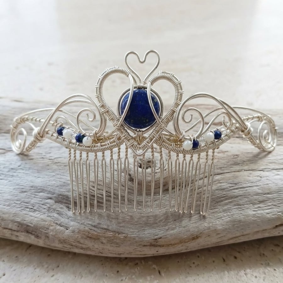 Wire Work Lapis Lazuli Hair Comb