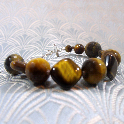 Brown Tigers Eye Bracelet, Tigers Eye Gemstone Bracelet, Brown Bead Bracelet C9