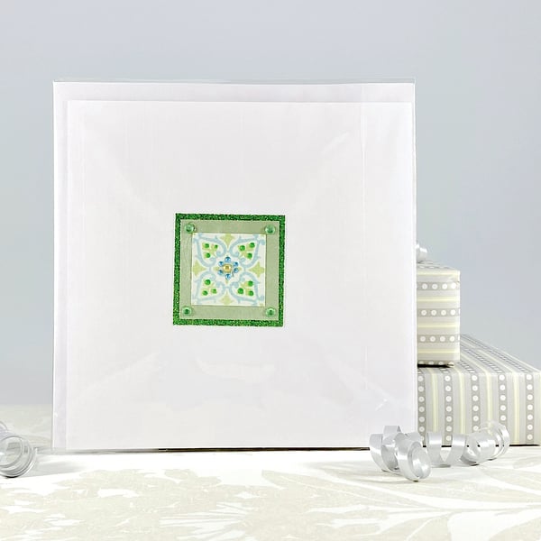 Handmade jewelled birthday card - Persian moroccan pattern