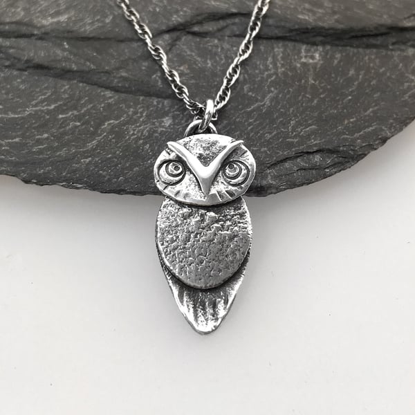 Seconds Sunday Sterling silver owl pendant and chain