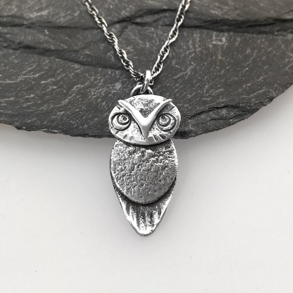 Sterling Silver Polished 3D Owl Pendant