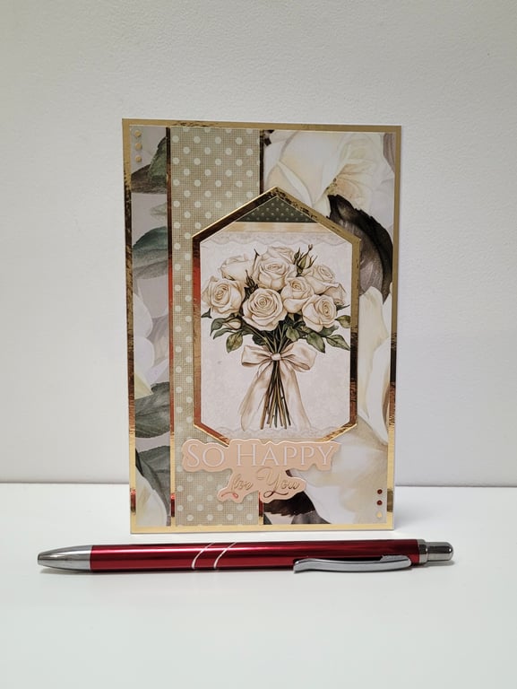 Congratulations Card – Elegant Neutral Floral - Wedding, Engagement, Graduation