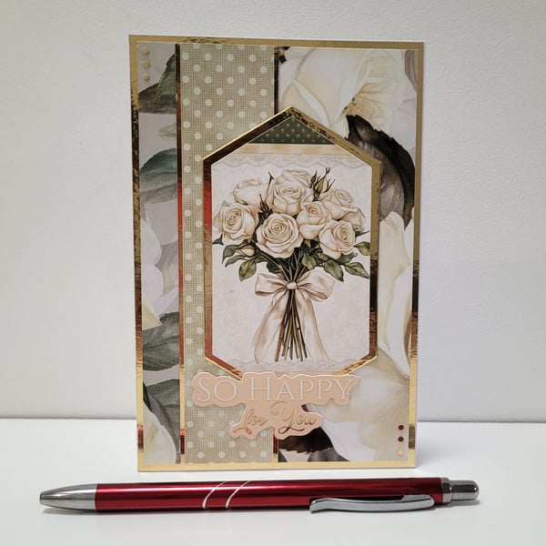 Congratulations Card – Elegant Neutral Floral - Wedding, Engagement, Graduation