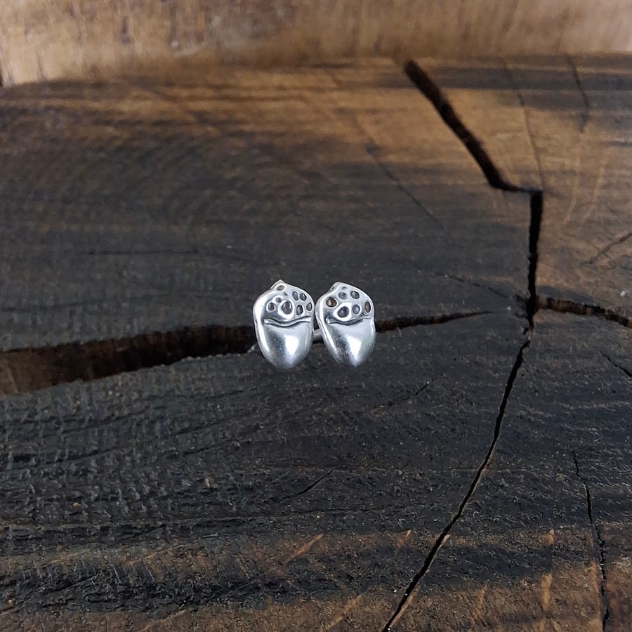 Handmade Tiny Silver Acorn Studs