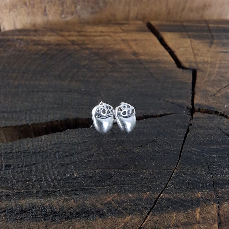Handmade Tiny Silver Acorn Studs