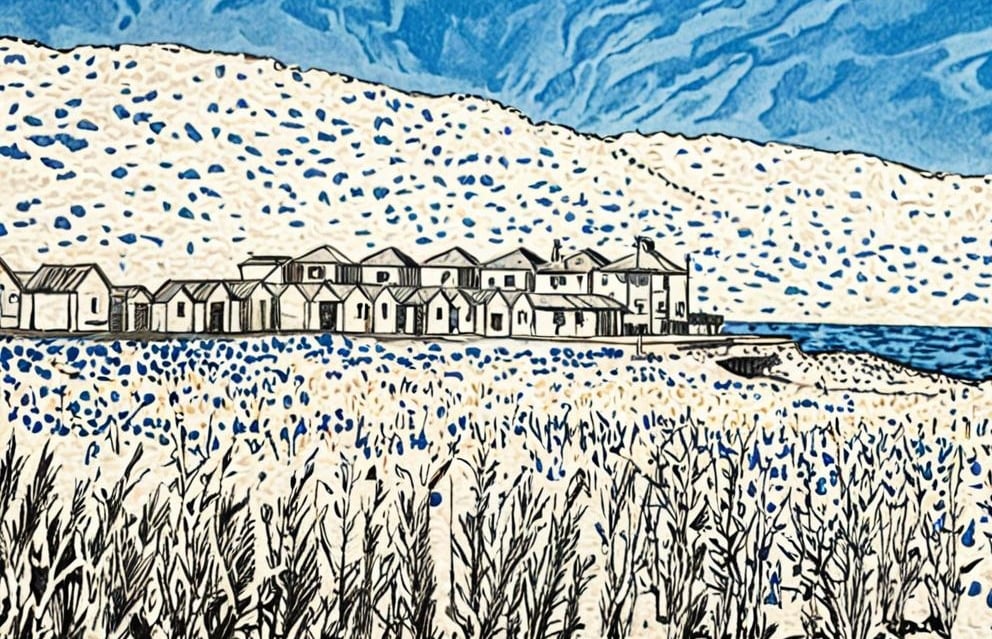 A4 Print View of Beach Huts Sandilands Lincolnshire