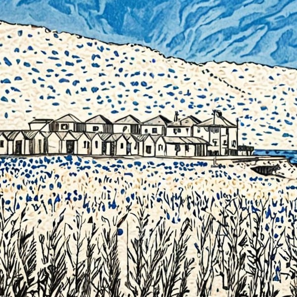 A4 Print View of Beach Huts Sandilands Lincolnshire