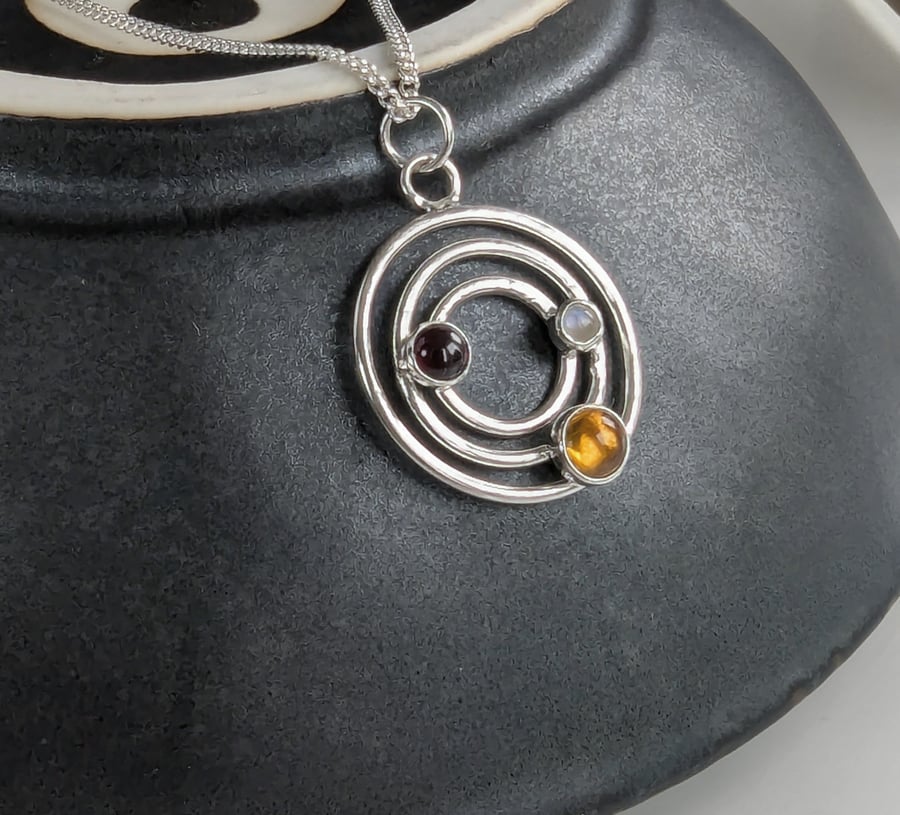 HANDMADE Recycled Sterling Silver Concentric Circle pendant