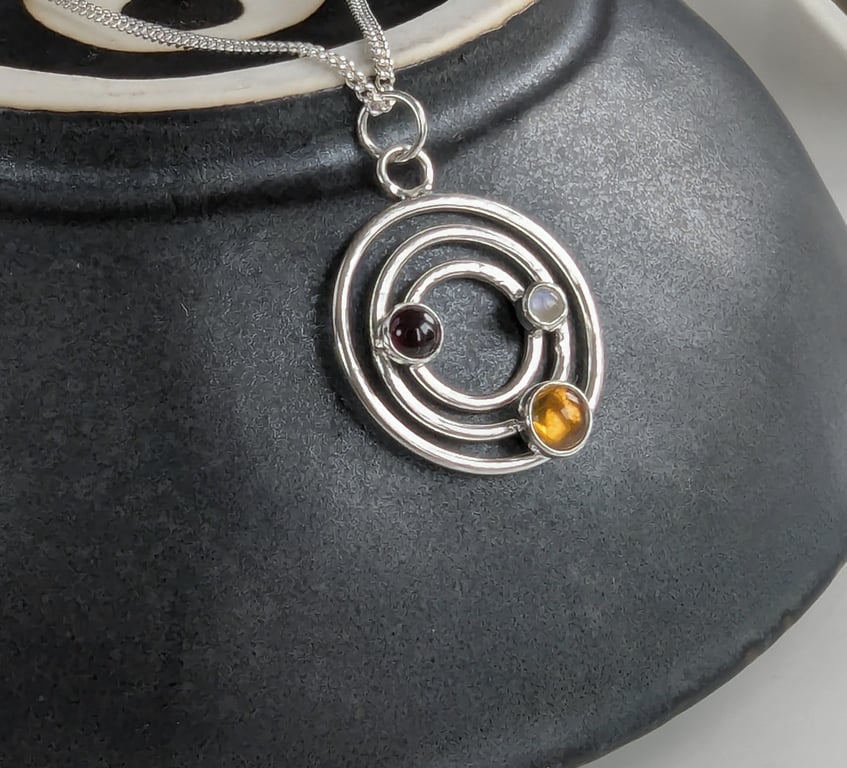 HANDMADE Recycled Sterling Silver Concentric Circle pendant