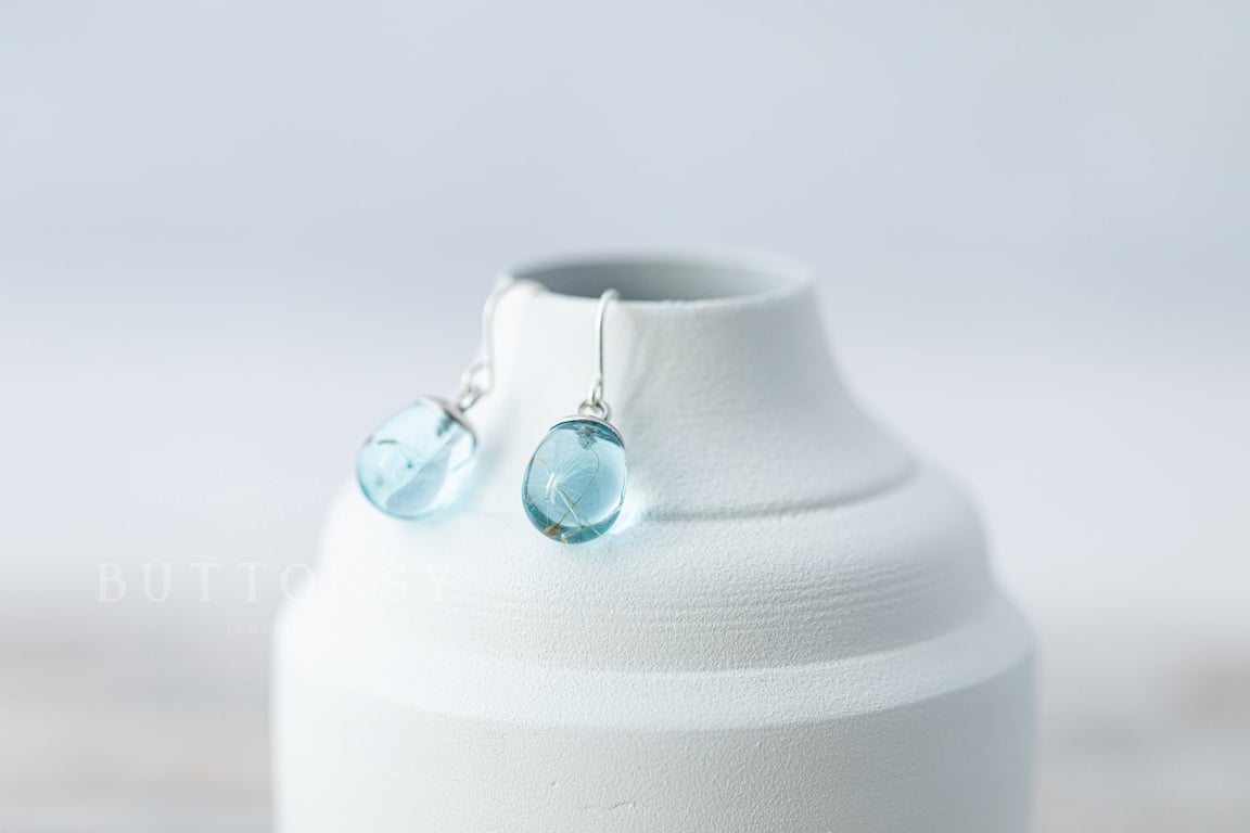 Dandelion Wish Earrings Water Droplet Dandelion Earrings Dandelion Seed Earrings