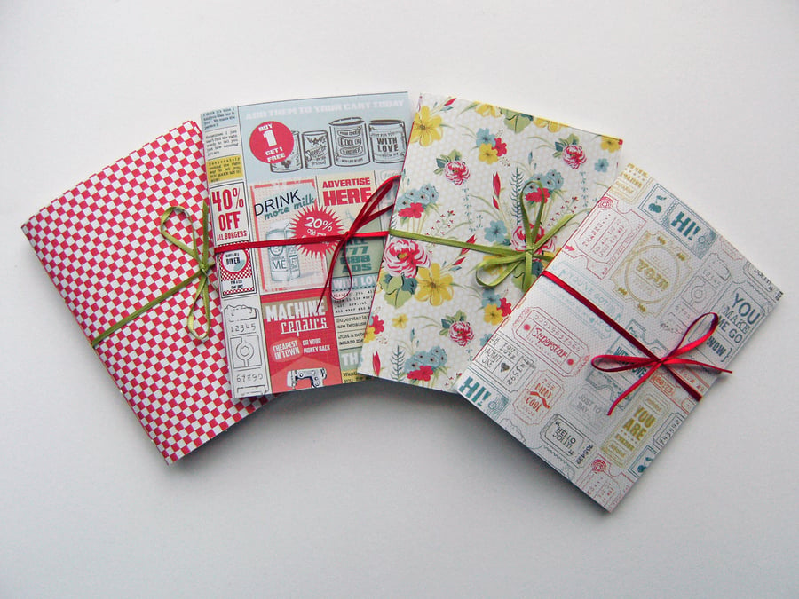 Vintage 50s Diner Retro-Style Notebook with Ribbon ties
