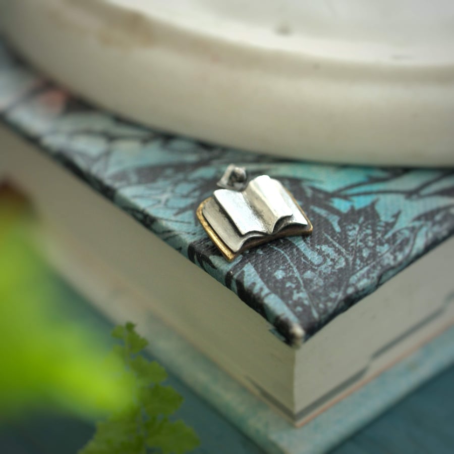 Tiny Silver Book Necklace