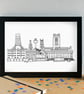 Liverpool Skyline Travel Art Print - Image 2