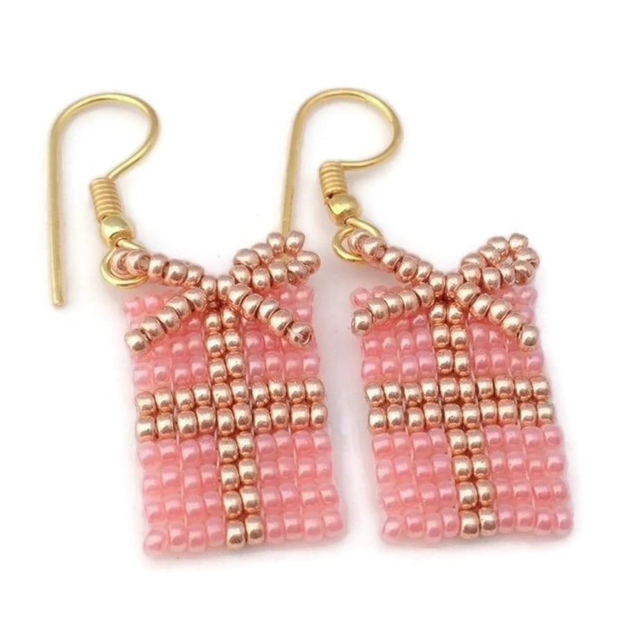 SALE - Pink Christmas Present Earrings