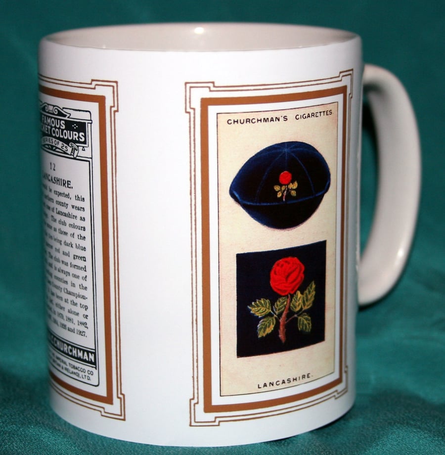 Cricket mug Lancashire 1928 cricket colours vintage design mug