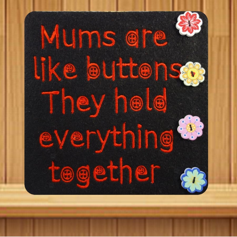 Mother's Day Card. Beautiful, handmade embroidered design