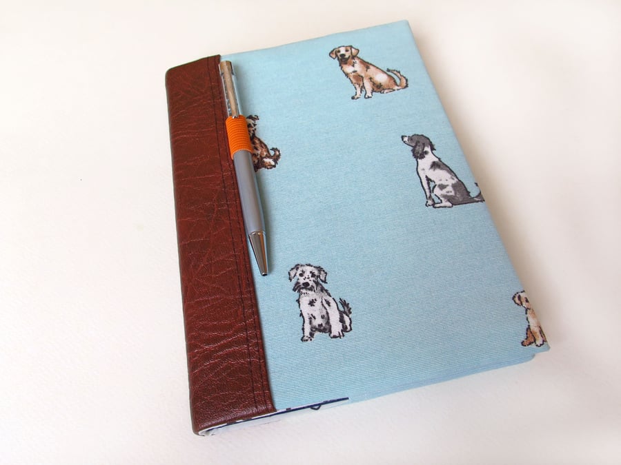 Padded Notebook Cover in Blue, Notebooks, Notebook with Blue Dogs