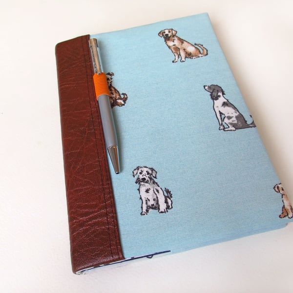 Padded Notebook Cover in Blue, Notebooks, Notebook with Blue Dogs