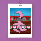 Please mind the worm (a London Underground dystopia) - Giclee Print (Unframed)