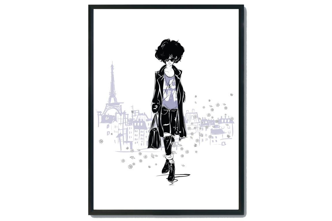 Fashion wall print, Fashion woman wall art, Fashion girl in Paris, gift