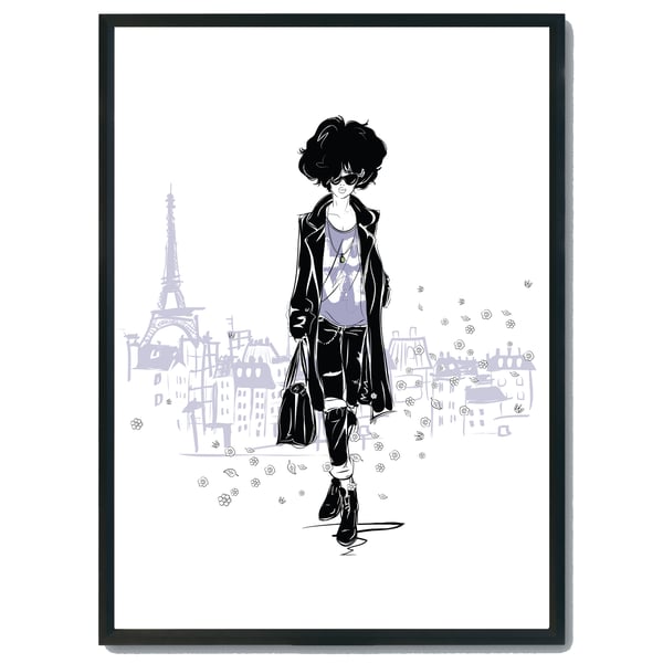 Fashion wall print, Fashion woman wall art, Fashion girl in Paris, gift