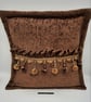 Brown, frilled, envelope back soft touch 18" cushion cover with flange. - Image 6