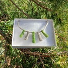 felted necklace - green and grey
