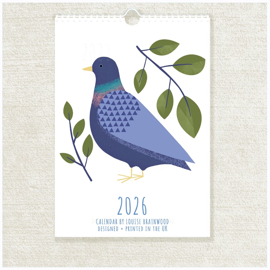 2026 Illustrated Birds A5 Mini Wall Calendar
