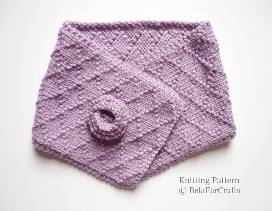 KNITTING PATTERN - Diamonds Neck Warmer - Knitting for kids