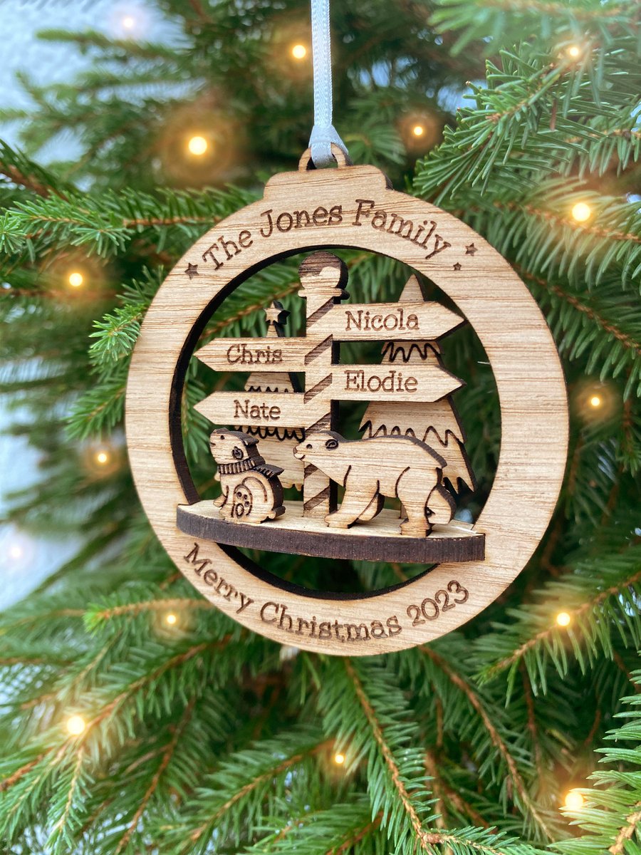 Personalised Family Signpost Christmas Ornament