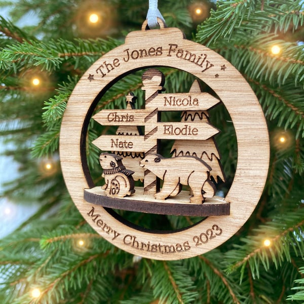 Personalised Family Signpost Christmas Ornament
