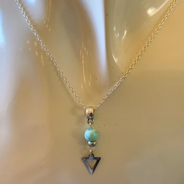 Stainless Steel Triangle Charm Necklace.