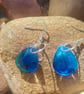 Small Blue and Silver Tear Drop Earrings