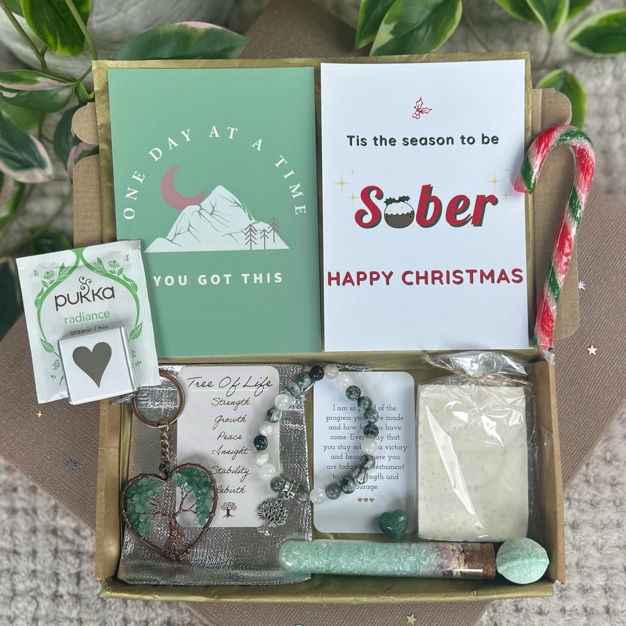 Christmas Sobriety Giftbox For Her Tree of Life Gemstone Giftbox