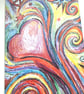 Surreal love hearts and stars, color pencil & pen drawing.   - Image 3