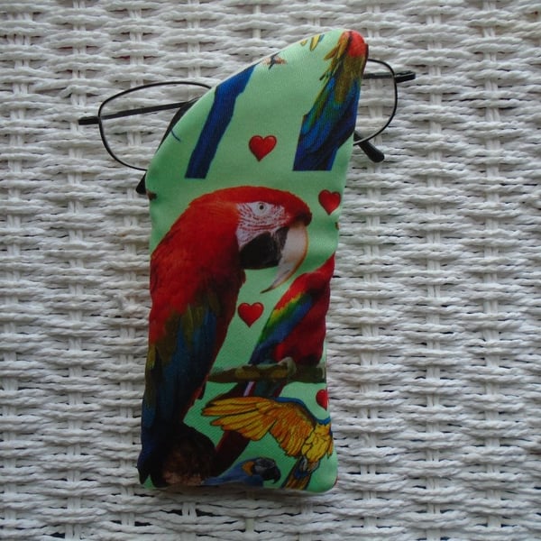 Macaw Parrot Glasses Case Lined & Padded Unique Design.