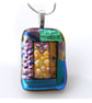Luxury Fused Dichroic Glass Pendant P014 Silver plated chain - Image 4