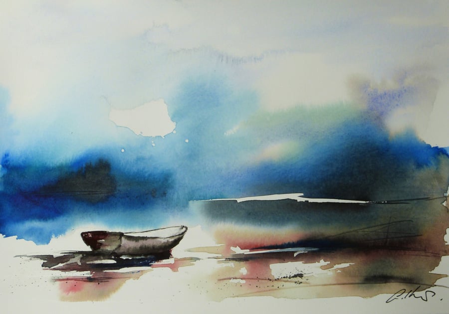 Blue, Original Watercolour Painting.