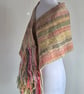24.Handwoven Shawl. Handspun and Hand Dyed wool . Multicoloured .  - Image 4