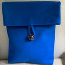 Royal blue 100% wool pouch bag.