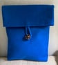 Royal blue 100% wool pouch bag.