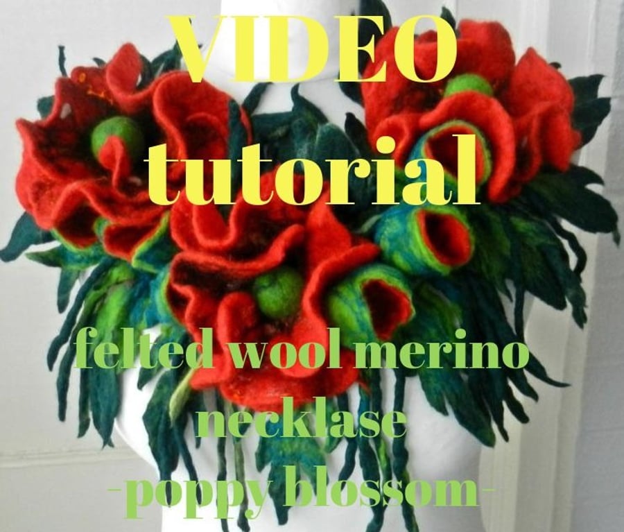 video tutorial felting wet felting --red flower--step-by-step instructions